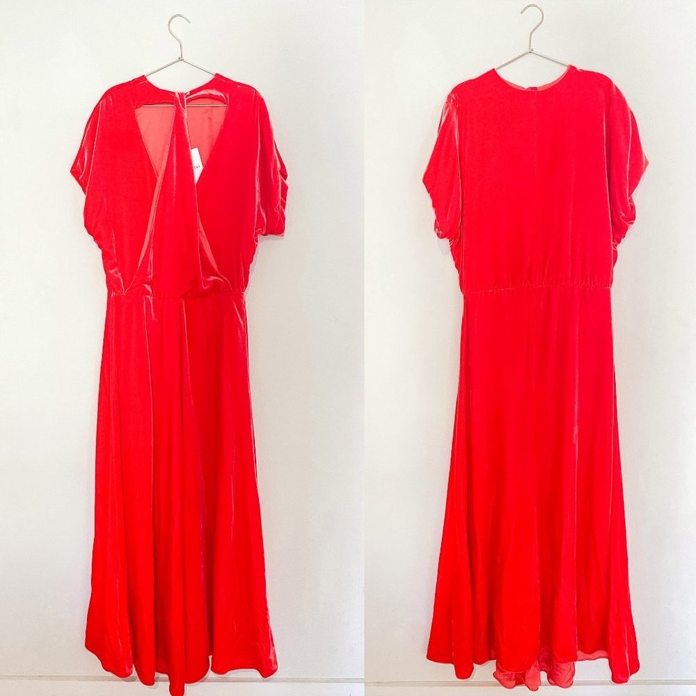 Valentino Cutout Back Short Sleeve Velvet Gown
